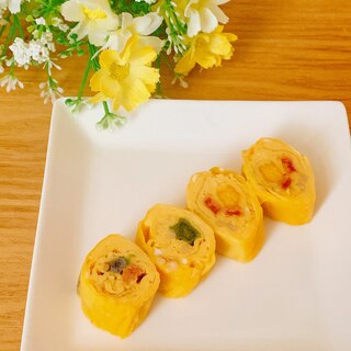 好きな野菜で♪マヨ入りふわふわ卵焼き✧˖°